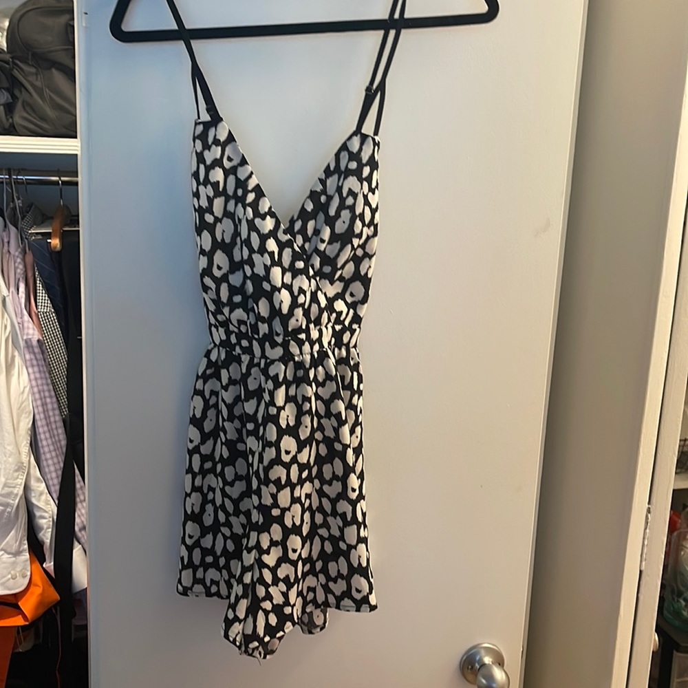 Black and white cheetah print romper